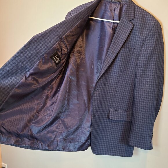Andrew Fezza Blazer Suit Jacket Blue Plaid Mens 42 Long - Picture 3 of 9